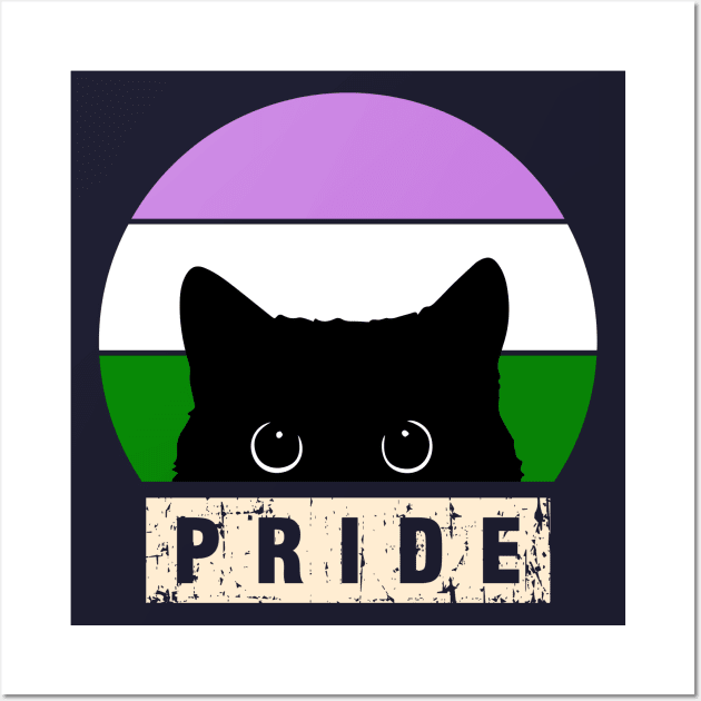 Genderqueer Cat Pride Design Genderqueer Flag Colors Wall Art by Designs by Romeo